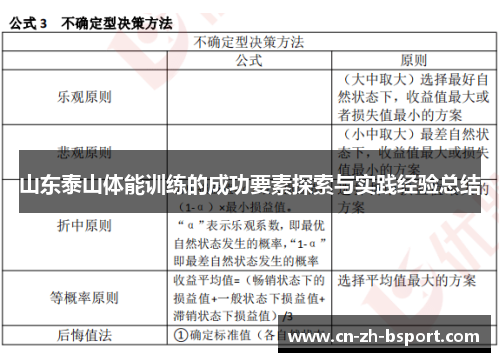 山东泰山体能训练的成功要素探索与实践经验总结