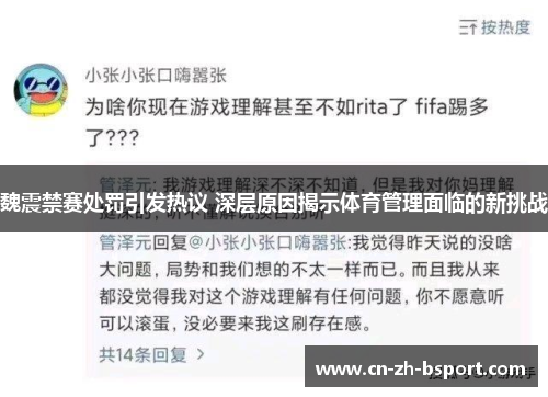 魏震禁赛处罚引发热议 深层原因揭示体育管理面临的新挑战