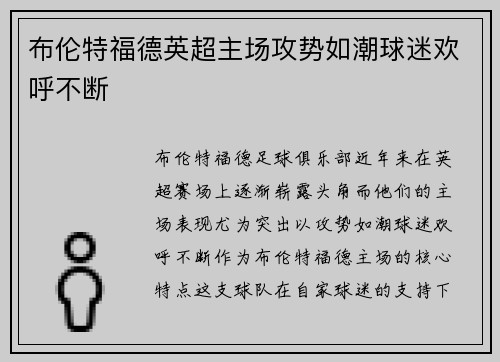 布伦特福德英超主场攻势如潮球迷欢呼不断